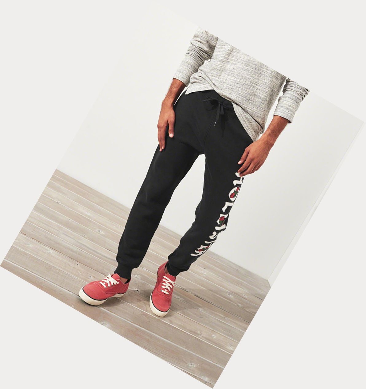 Black Hollister Super Skinny Fleece Men's Jogger | ZA-LKEW036