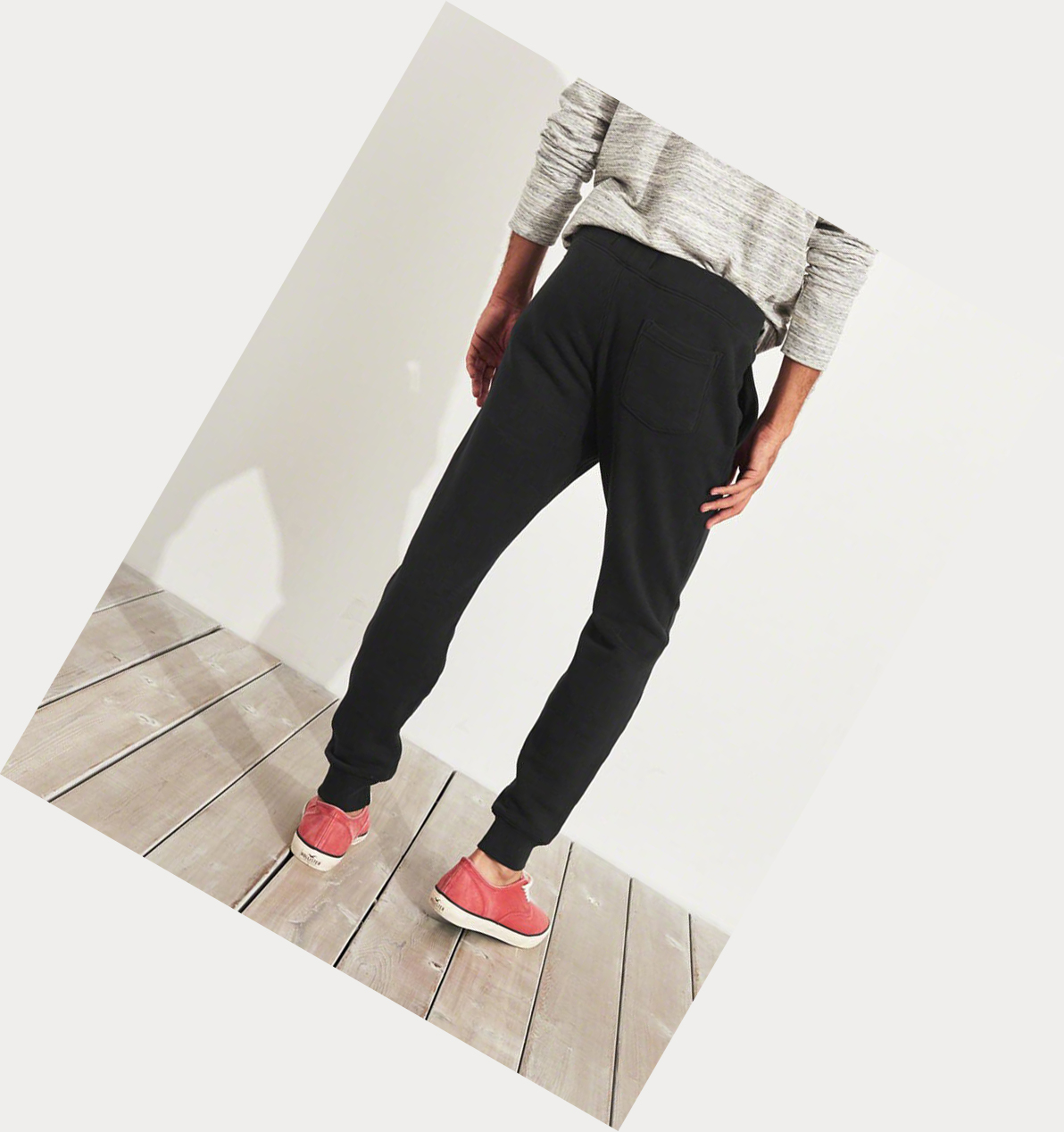 Black Hollister Super Skinny Fleece Men's Jogger | ZA-LKEW036