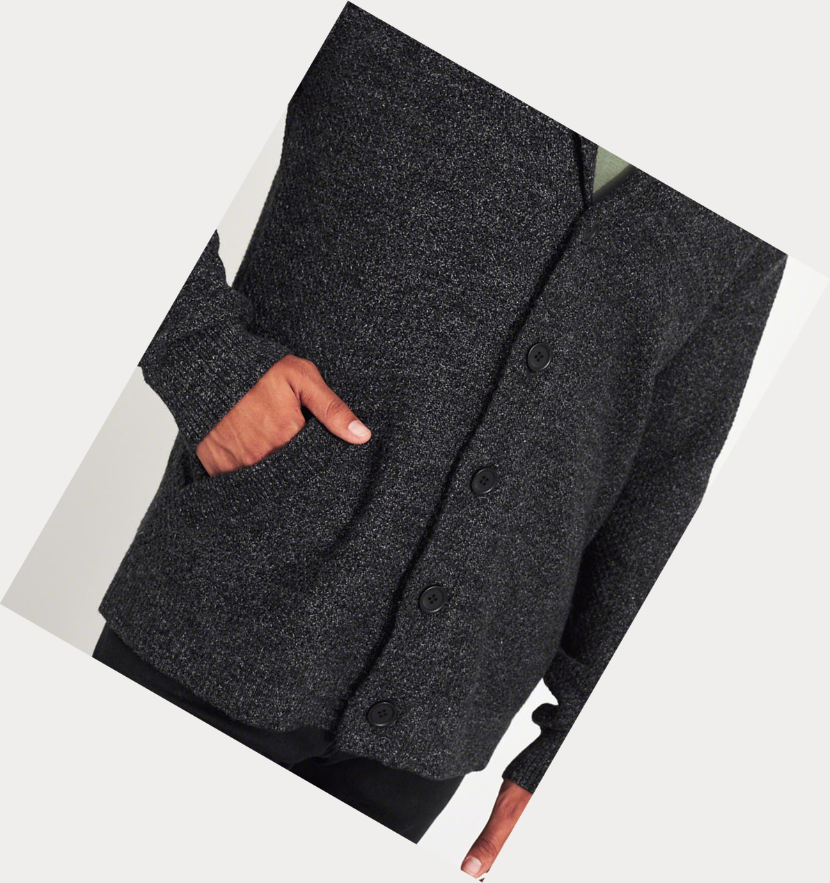 Black Hollister Textured Shawl Cardigan Men's Sweaters | ZA-VQDA590