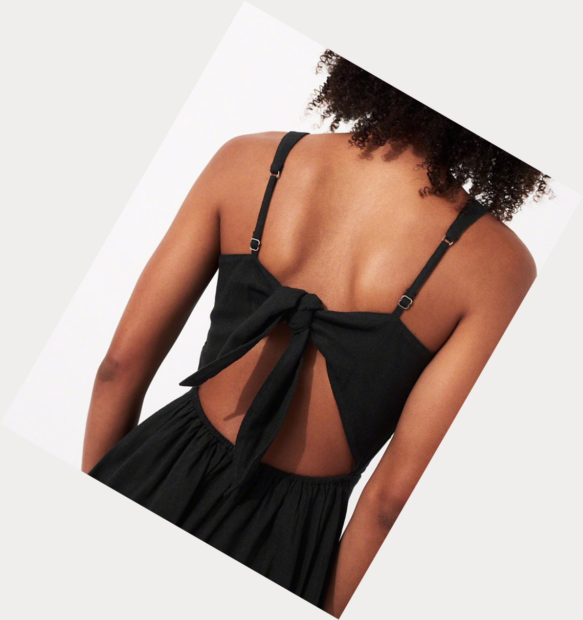 Black Hollister Tie-Back A-Line Women's Dress | ZA-MTEZ427