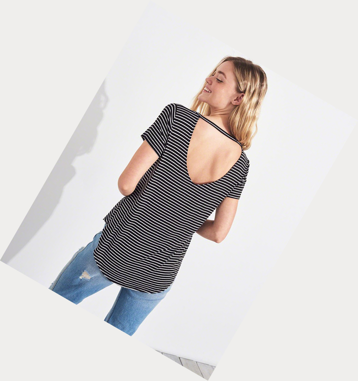 Black Stripes Hollister Must-Have Easy Women's Short Sleeve | ZA-FZAI620