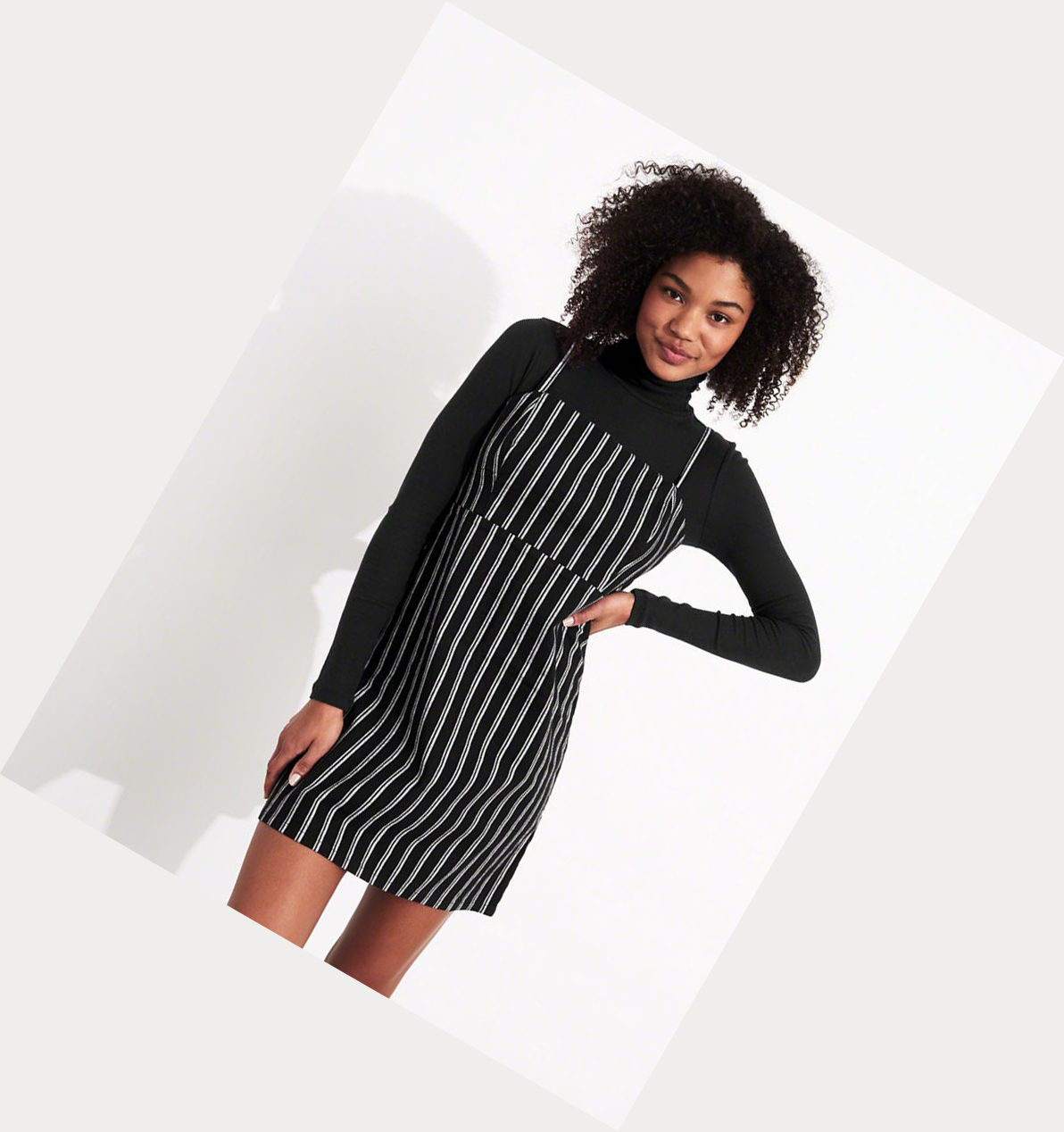 Black Stripes Hollister Plaid Mini Women's Dress | ZA-GAPQ872