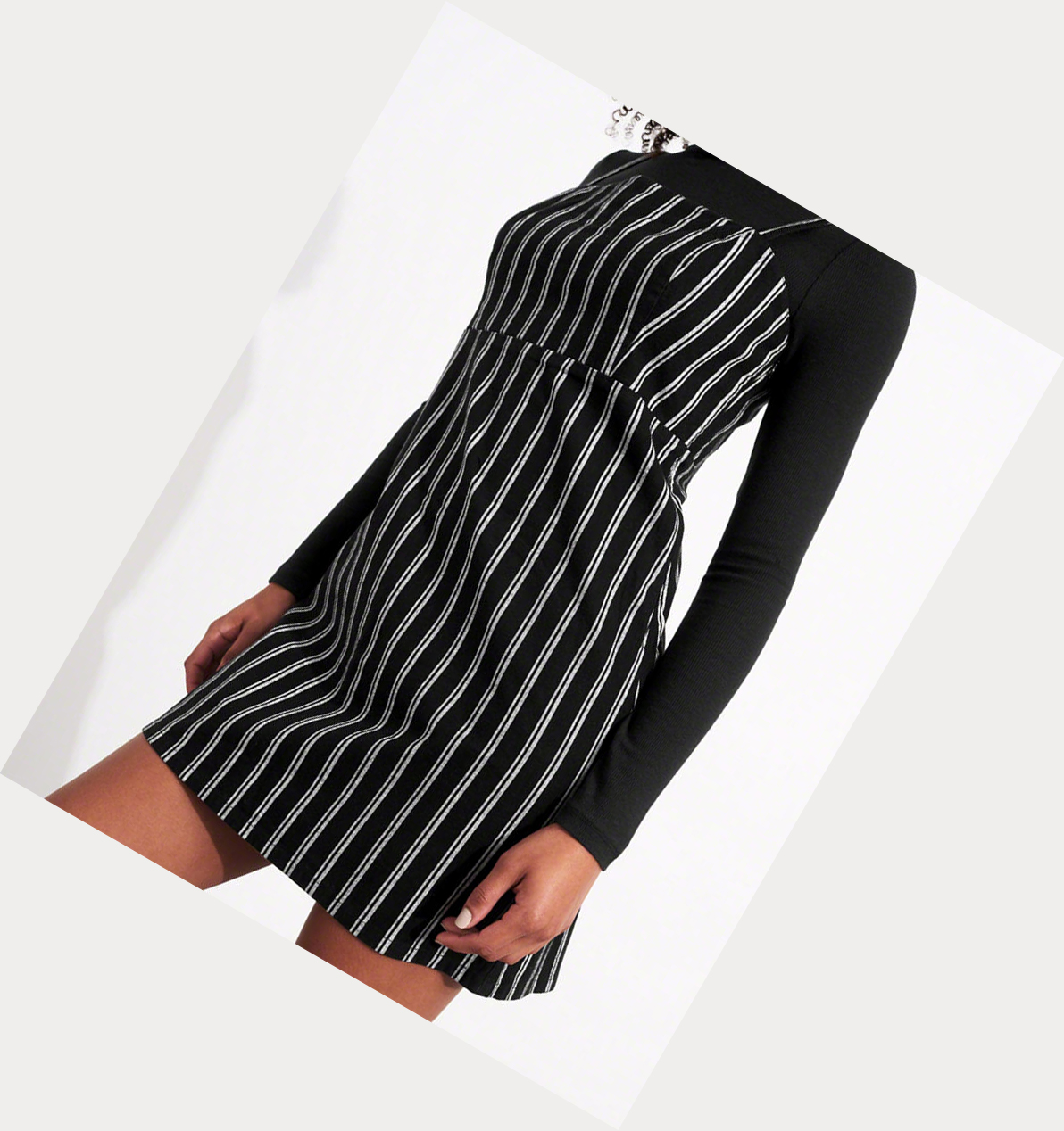 Black Stripes Hollister Plaid Mini Women's Dress | ZA-GAPQ872