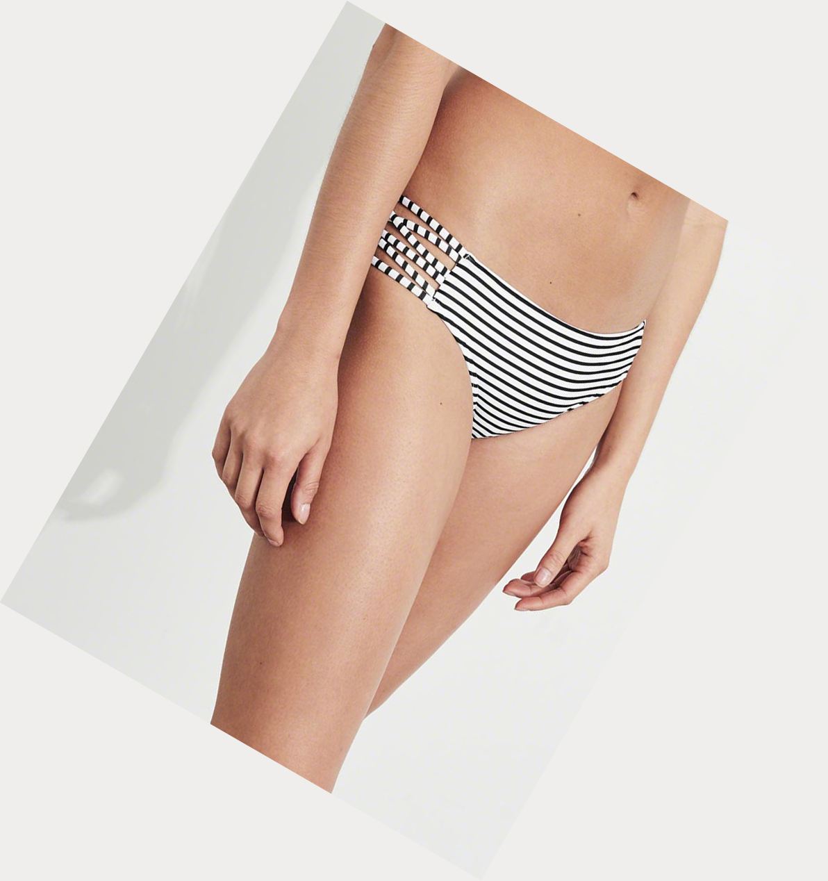 Black Stripes Hollister Strappy Super Cheeky Women's Bikini Bottoms | ZA-RDKO038