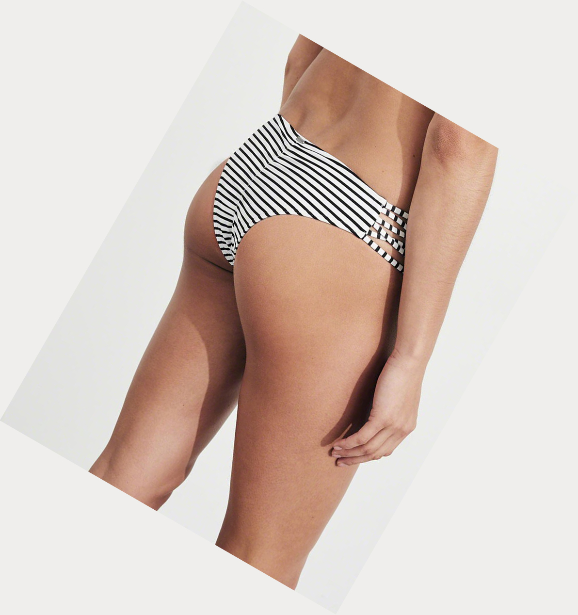 Black Stripes Hollister Strappy Super Cheeky Women's Bikini Bottoms | ZA-RDKO038