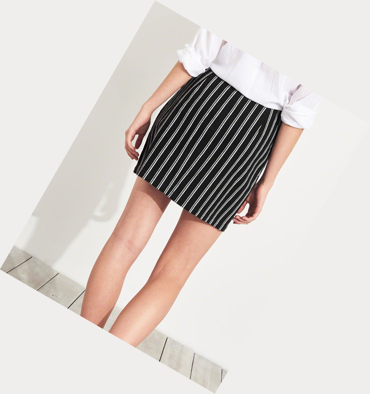 Black Stripes Hollister Stretch Ultra High-Rise Stripe Women's Skirts | ZA-MCWN765