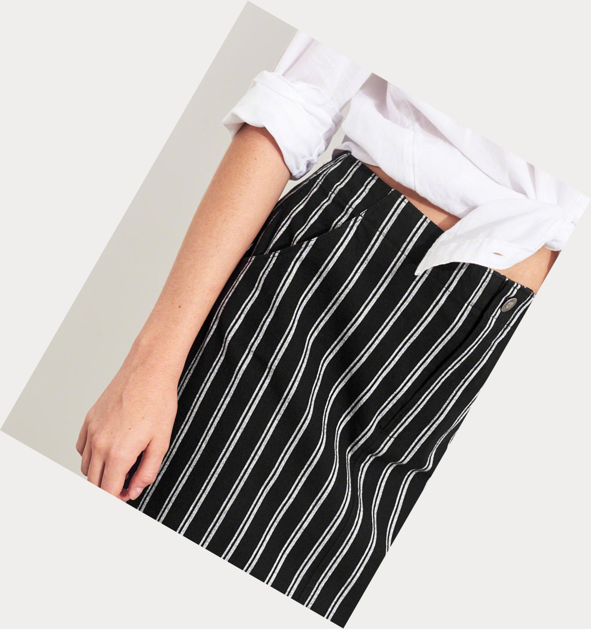 Black Stripes Hollister Stretch Ultra High-Rise Stripe Women's Skirts | ZA-MCWN765