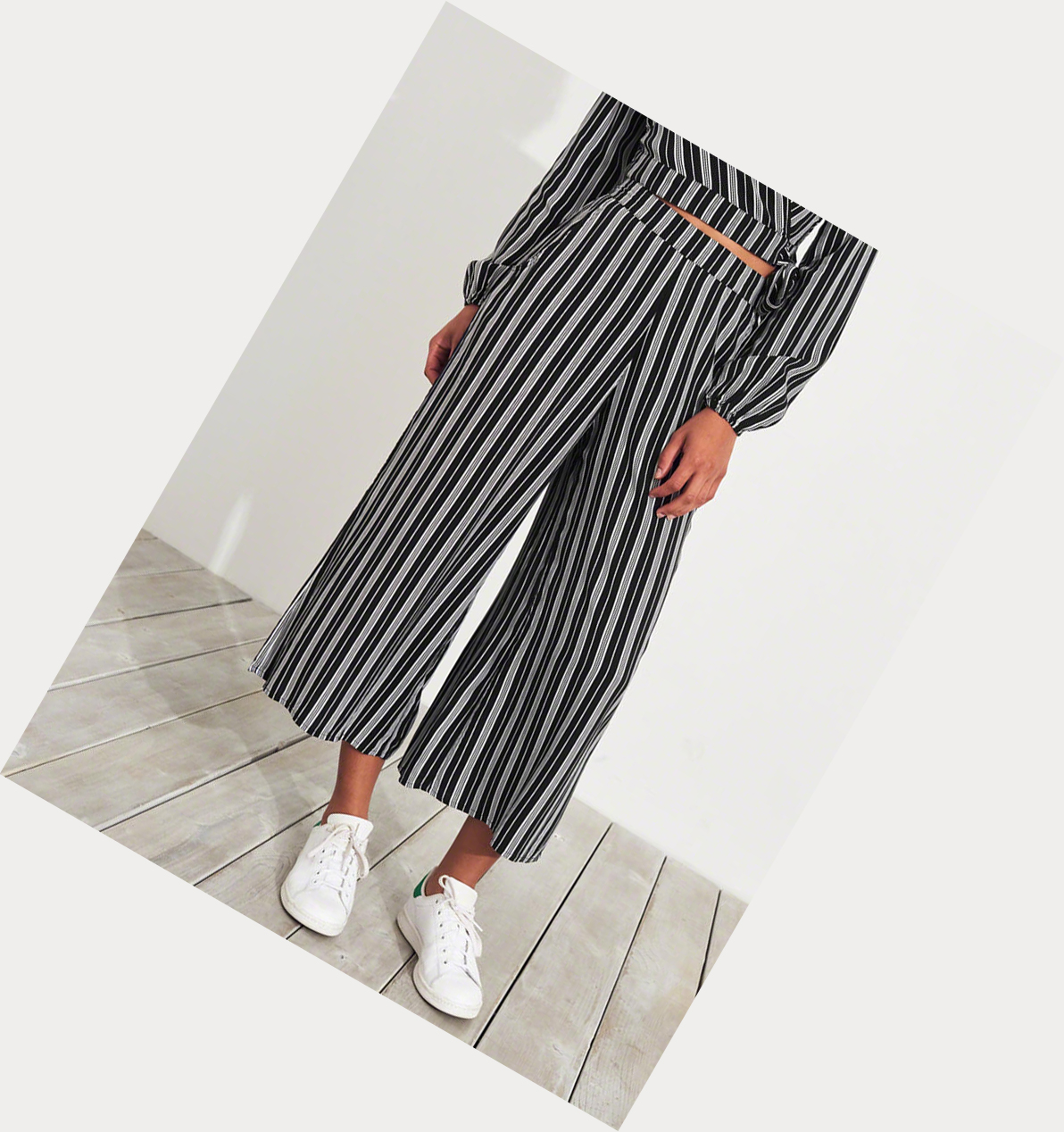 Black Stripes Hollister Woven Women's Pants | ZA-VGDF145