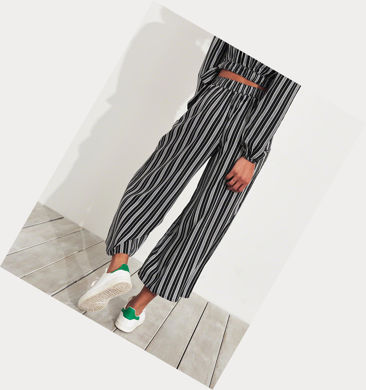 Black Stripes Hollister Woven Women's Pants | ZA-VGDF145