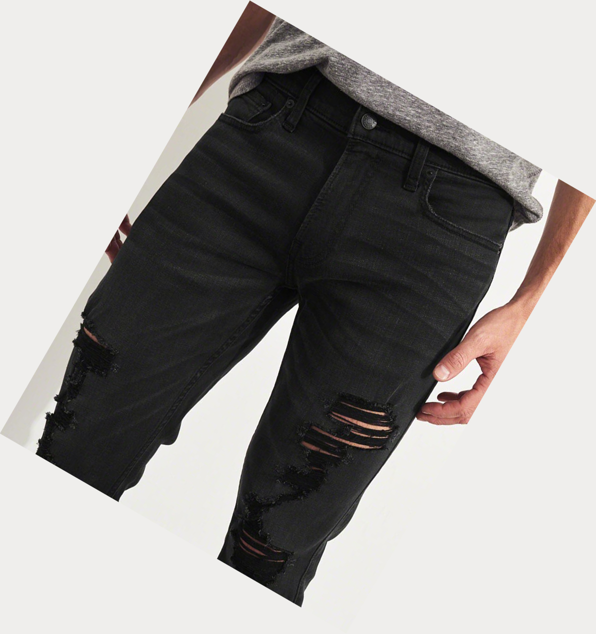 Black Wash Hollister Advanced Stretch Skinny Men's Jeans | ZA-XGNR685