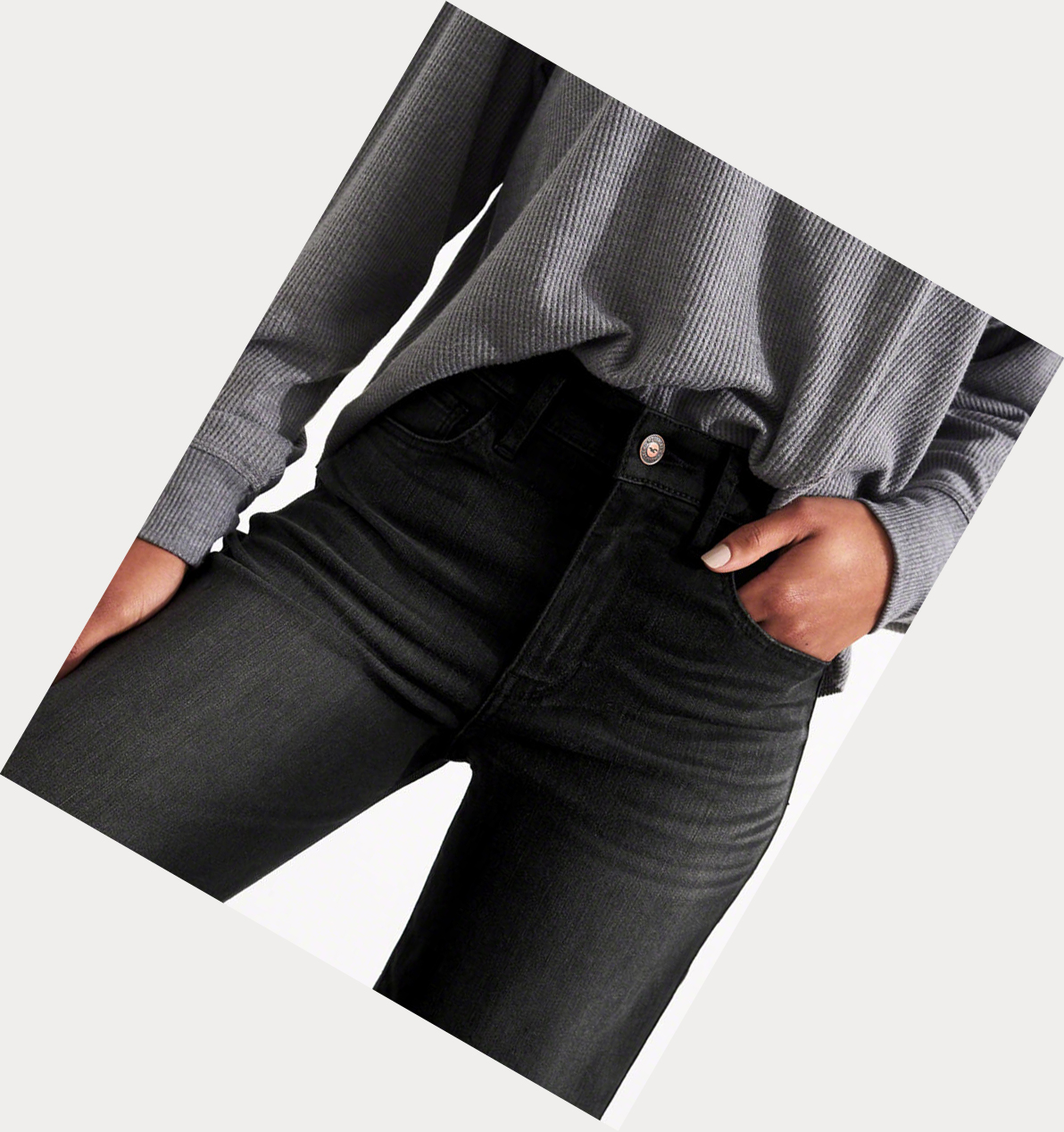 Black Wash Hollister Classic Stretch High-Rise Denim Culottes Women's Jeans | ZA-KYGW179
