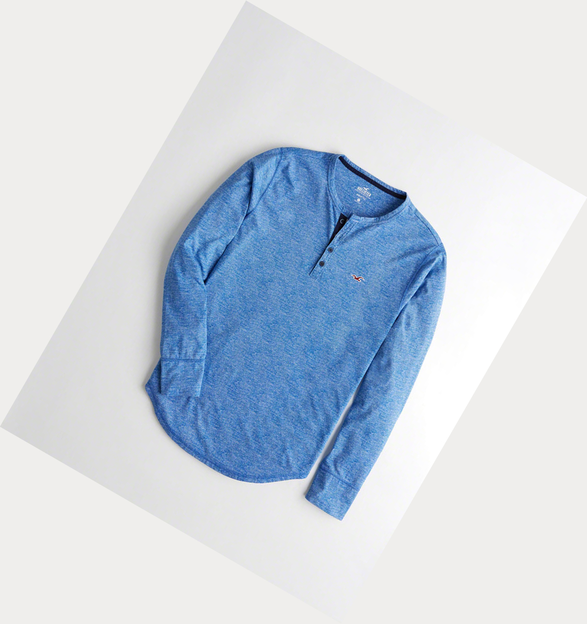 Blue Hollister Henley Men\'s Long Sleeve | ZA-LEFJ957