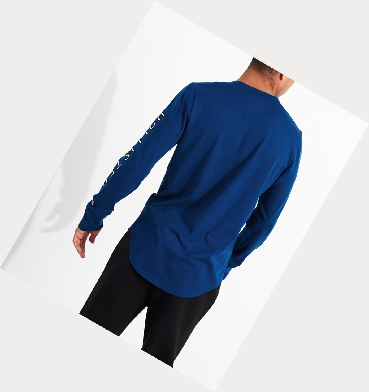 Blue Hollister Logo Men's Long Sleeve | ZA-GCMQ802