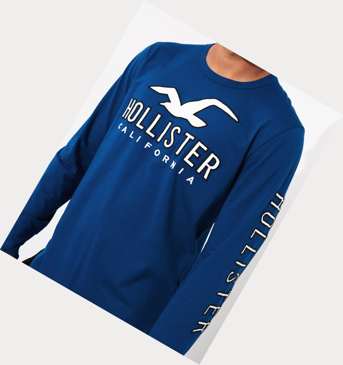 Blue Hollister Logo Men's Long Sleeve | ZA-GCMQ802