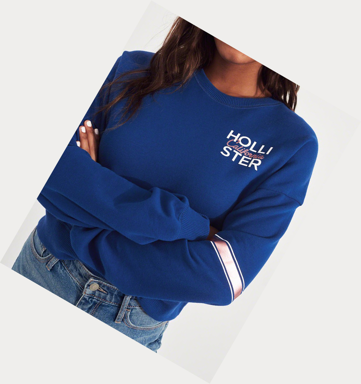 Blue Hollister Metallic Logo Crewneck Women's Sweatshirts | ZA-YTOC082