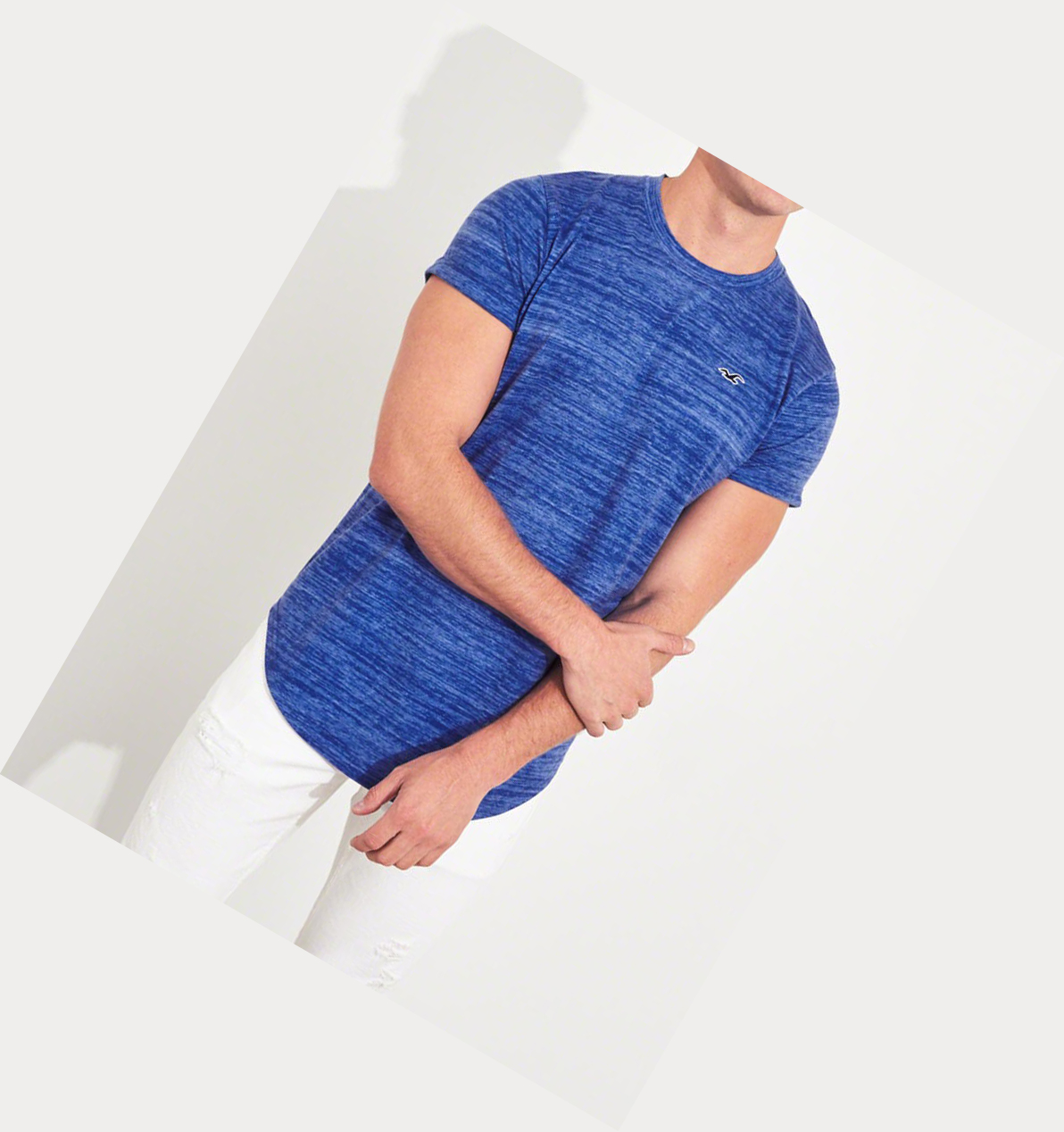 Blue Hollister Must-Have Curved Hem Men's Short Sleeve | ZA-BPVO470