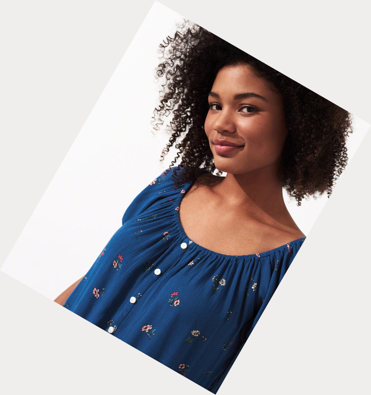 Blue Hollister Off-The-Shoulder Rayon Women's Short Sleeve | ZA-VQJL641