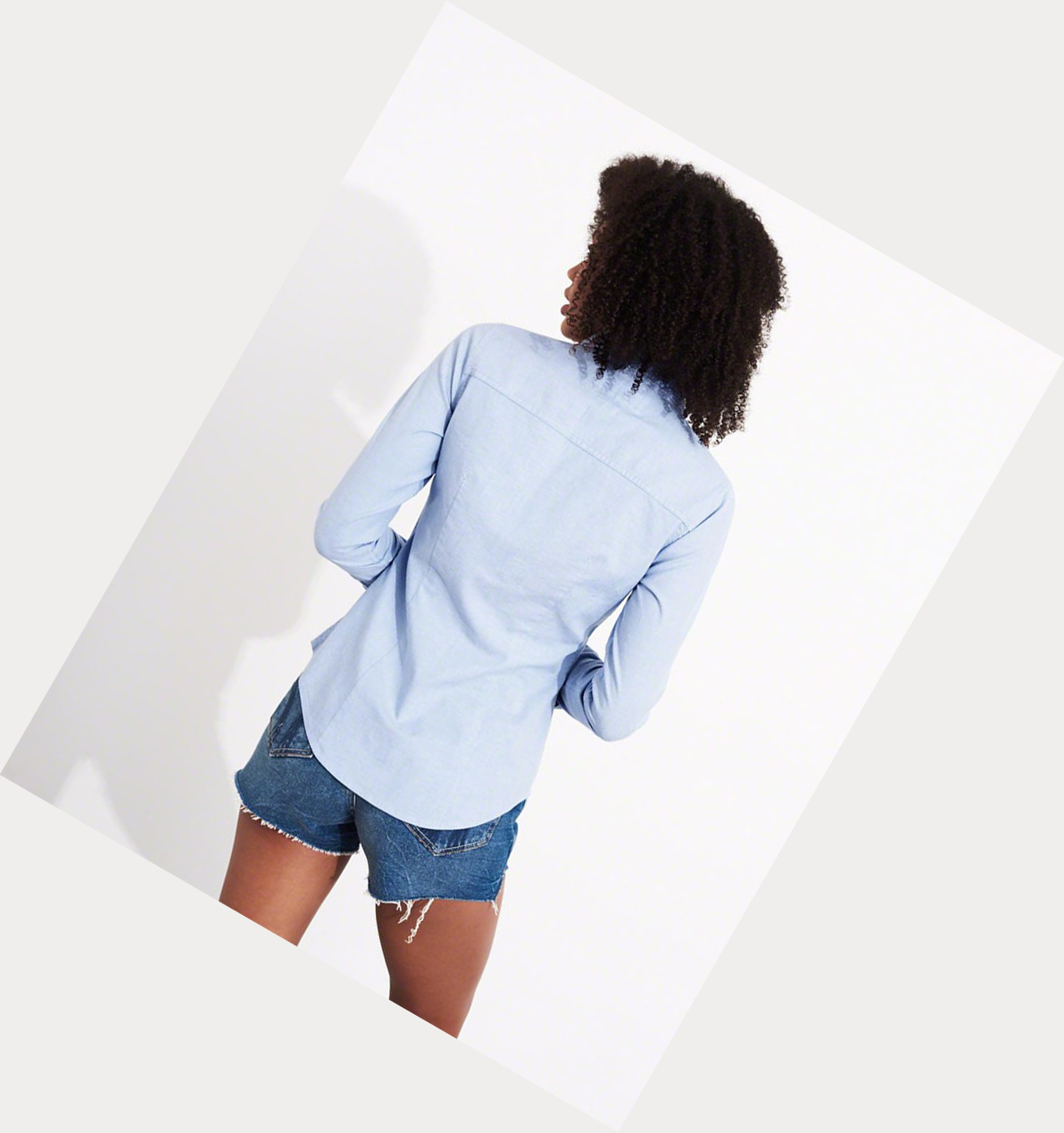 Blue Hollister Oxford Women's Long Sleeve | ZA-IEWY597