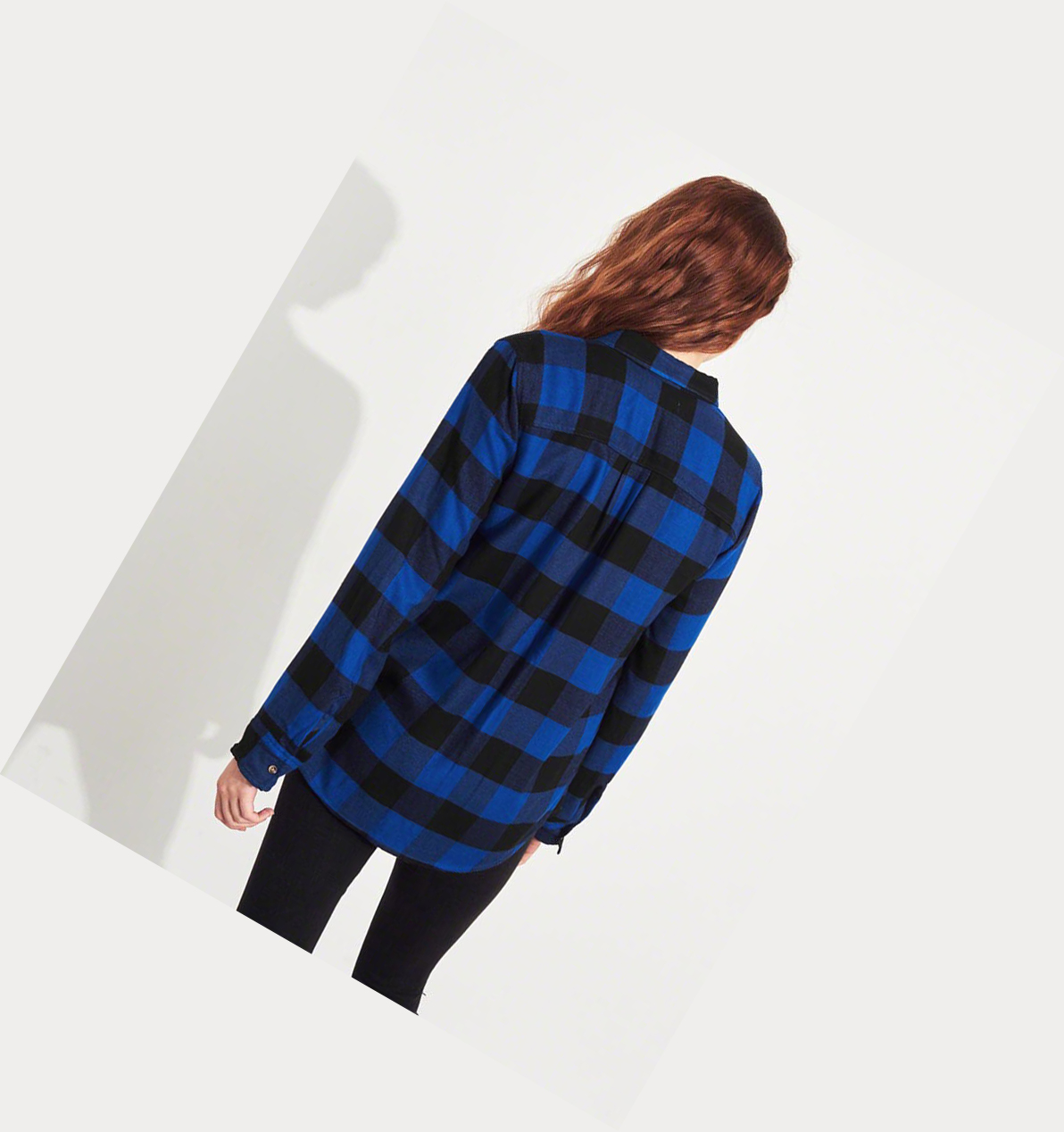 Blue Hollister Plaid Women's Long Sleeve | ZA-OCPN853