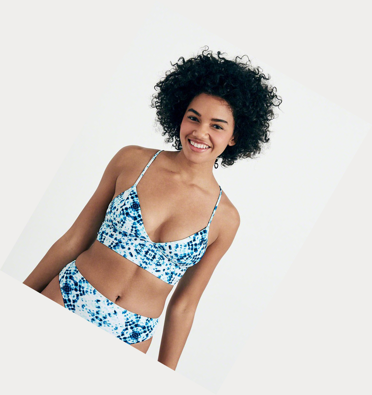 Blue Hollister Strappy Longline Triangle Women's Bikini Tops | ZA-DQKJ934