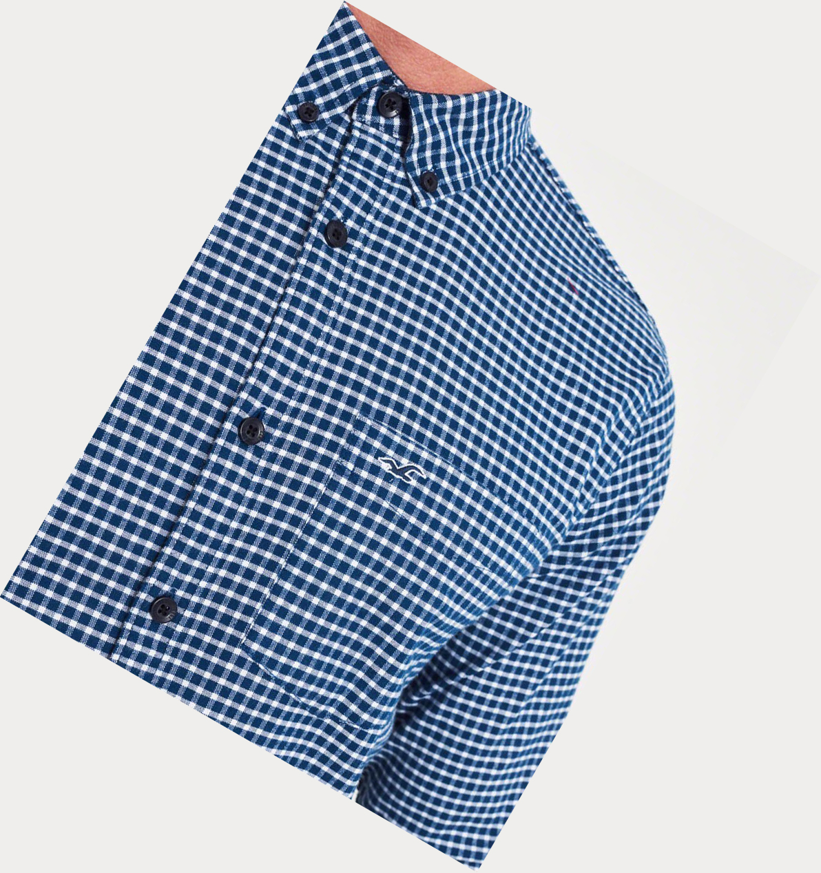 Blue Hollister Stretch Plaid Oxford Men's Long Sleeve | ZA-QUWK485