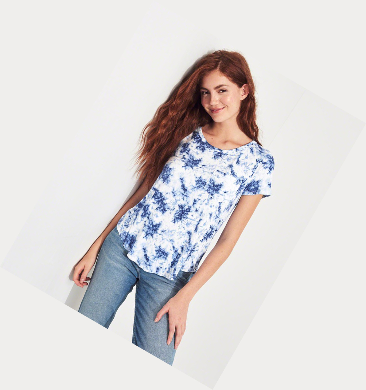 Blue Hollister Tie-Dye Open-Back Easy Women's Short Sleeve | ZA-YXSB351