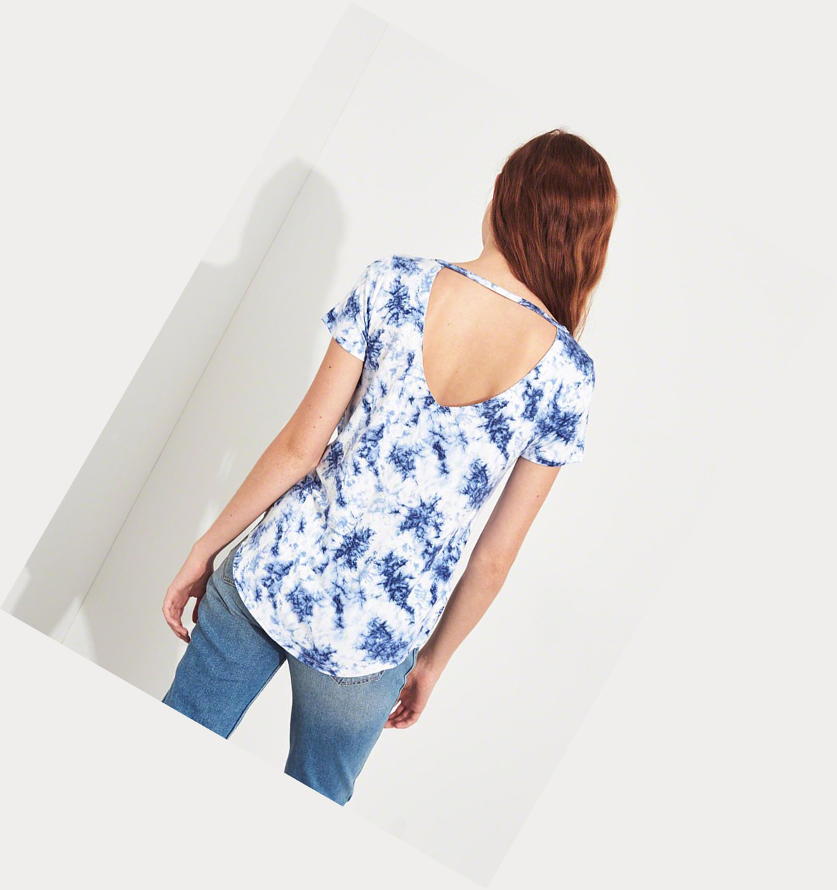 Blue Hollister Tie-Dye Open-Back Easy Women's Short Sleeve | ZA-YXSB351