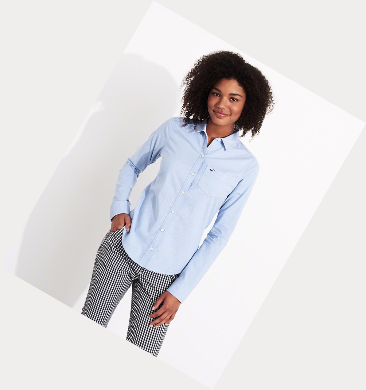 Blue Hollister Woven Women's Long Sleeve | ZA-JPBQ624