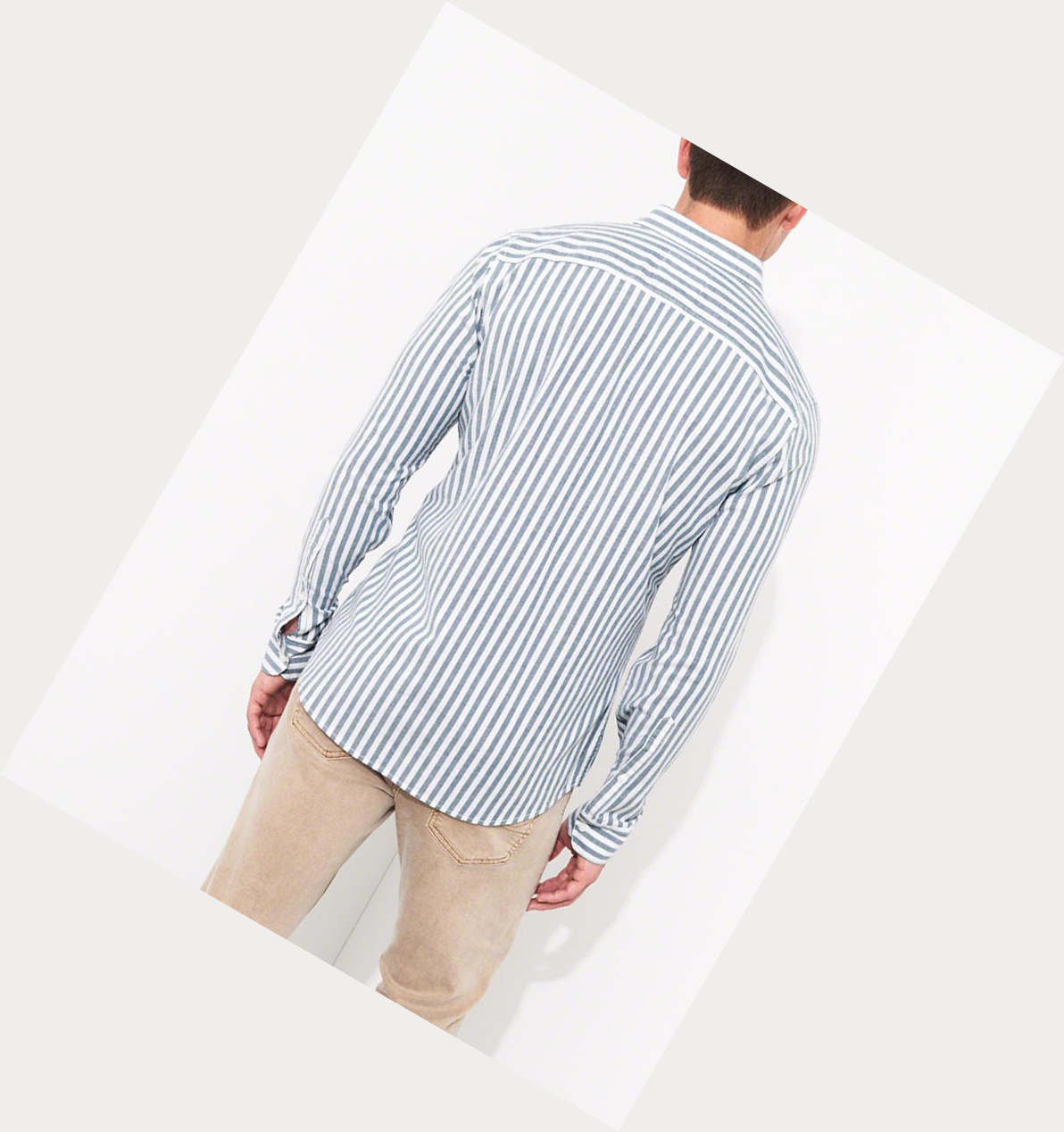 Blue Stripes Hollister Stretch Oxford Muscle Fit Men's Long Sleeve | ZA-XURH312