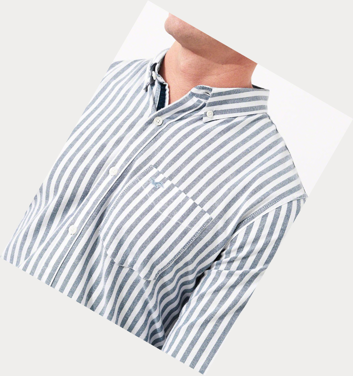 Blue Stripes Hollister Stretch Oxford Muscle Fit Men's Long Sleeve | ZA-XURH312