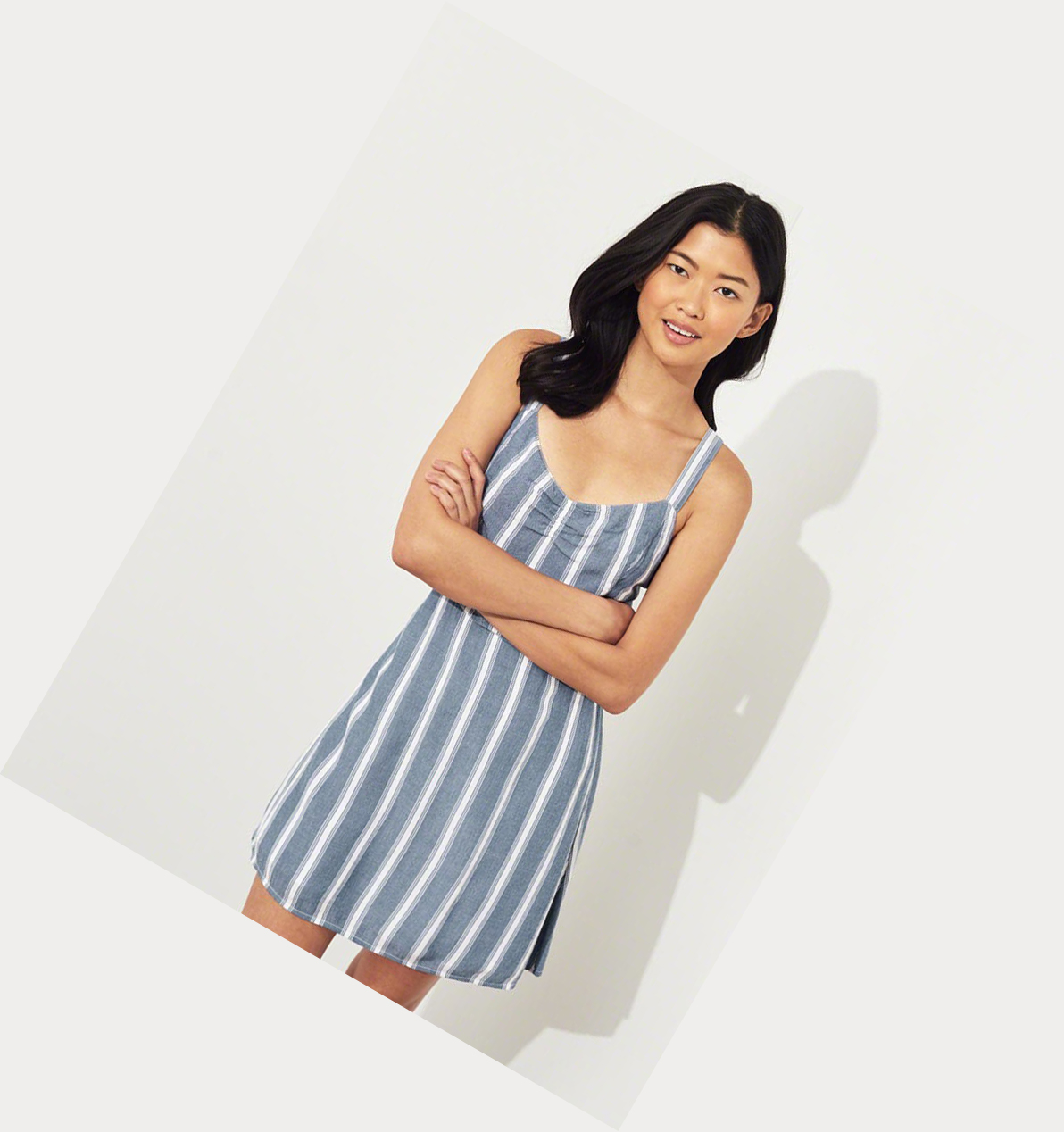 Blue Stripes Hollister Tie-Back Woven Women's Dress | ZA-MVLE364