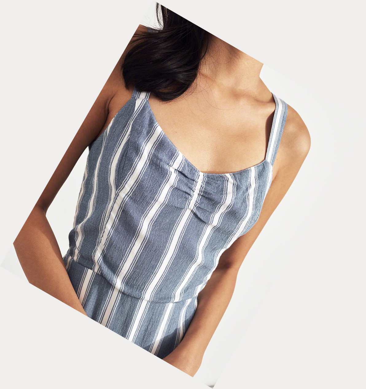 Blue Stripes Hollister Tie-Back Woven Women's Dress | ZA-MVLE364