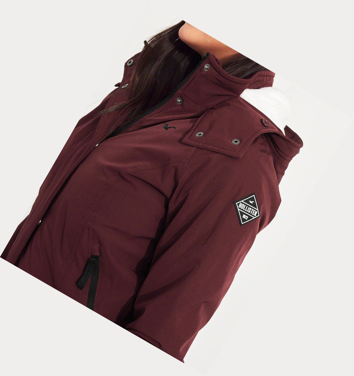 Burgundy Hollister Cozy-Lined Women's Bomber Jackets | ZA-YIMP835