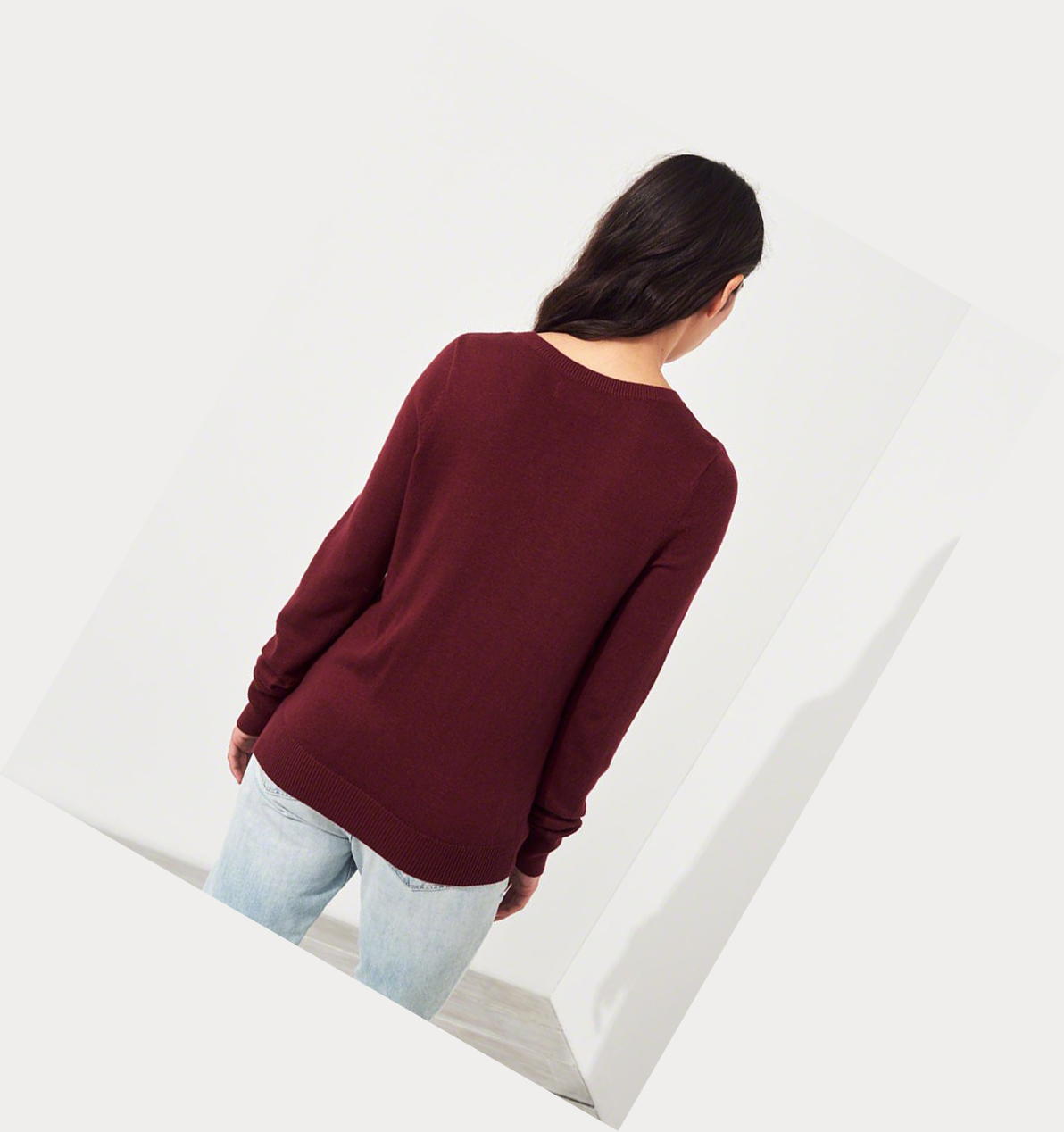 Burgundy Hollister Crewneck Women's Sweaters | ZA-BZAT536