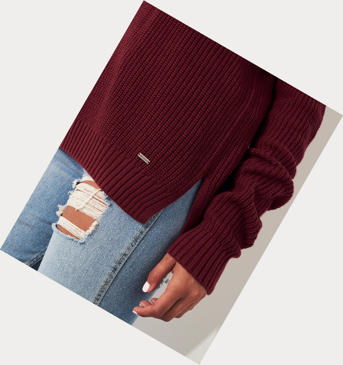 Burgundy Hollister Crewneck Women's Sweaters | ZA-PABG164