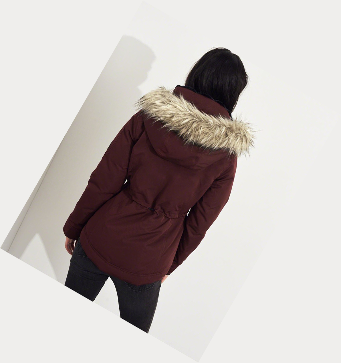 Burgundy Hollister Down Women's Jackets | ZA-MNIJ671