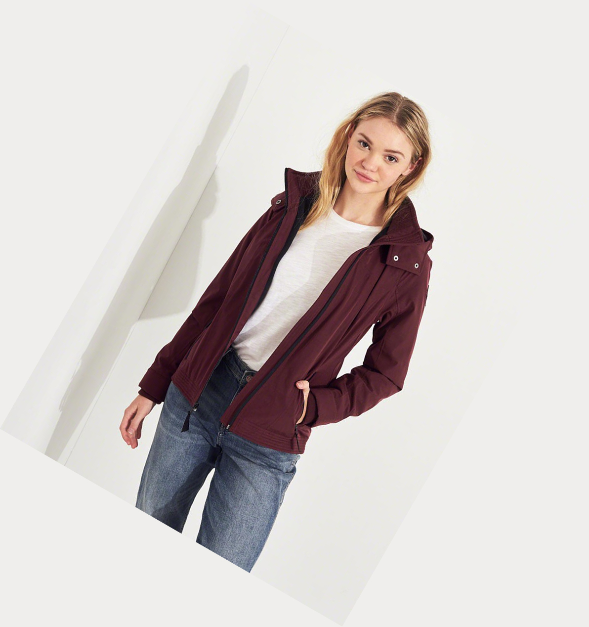 Burgundy Hollister Fleece-Lined Women's Jackets | ZA-HGQM179