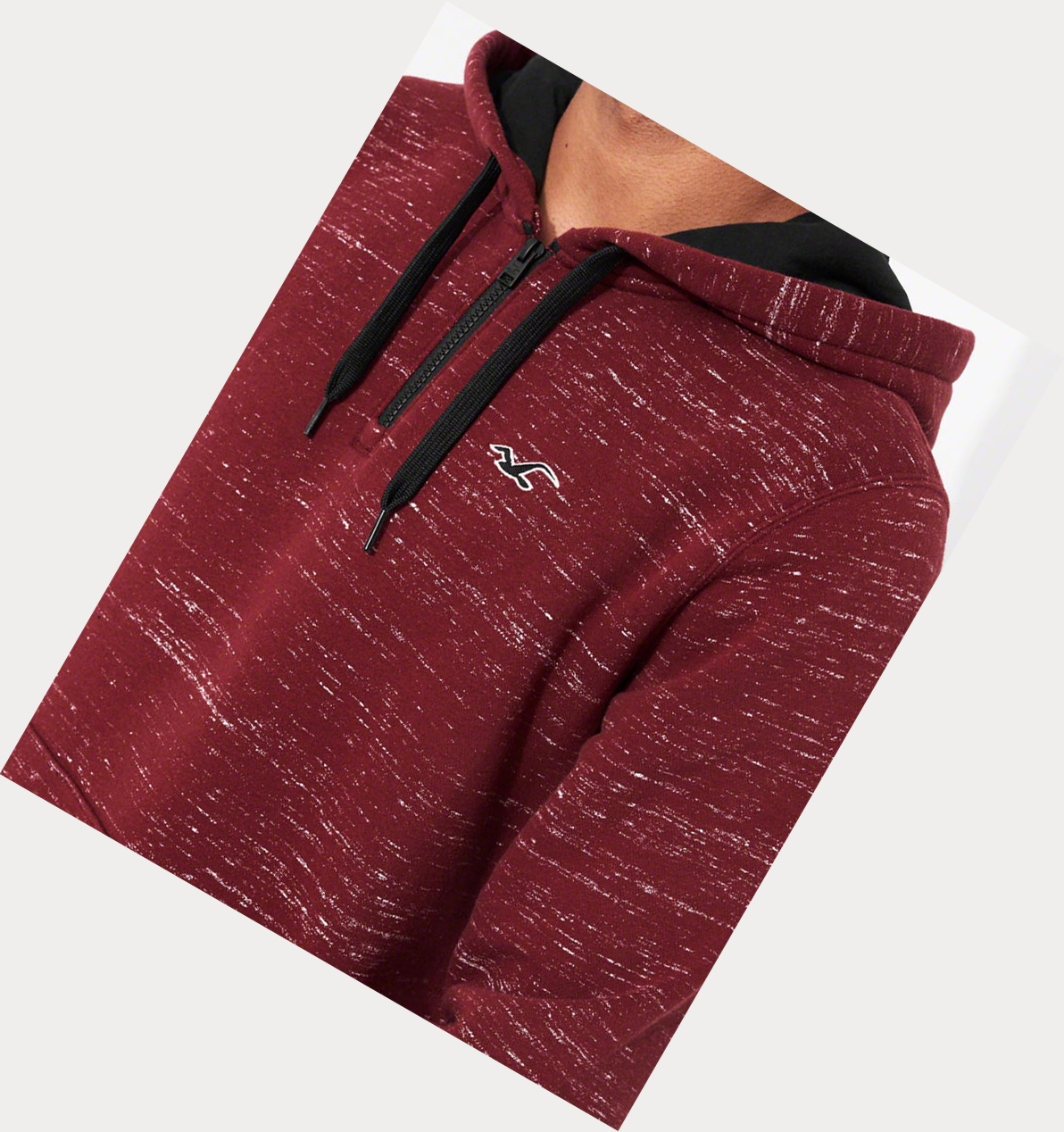 Burgundy Hollister Half-Zip Men's Hoodie | ZA-FHIV936