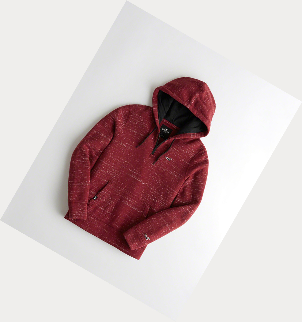 Burgundy Hollister Half-Zip Men\'s Hoodie | ZA-FHIV936