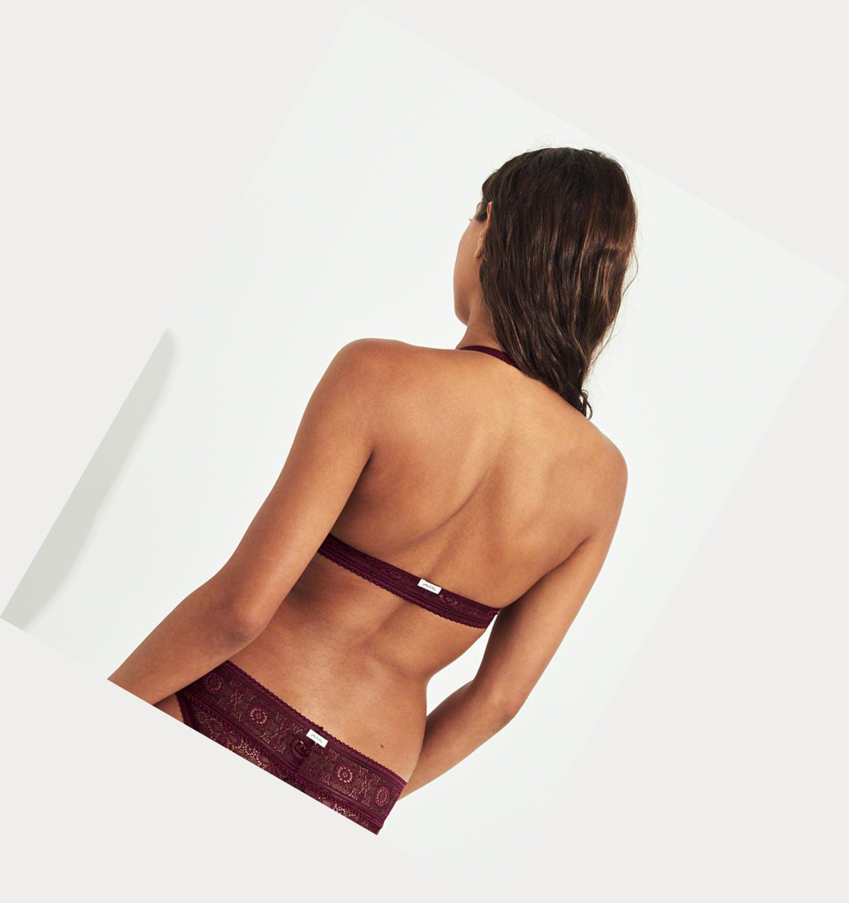 Burgundy Hollister Halter High-Neck With Removable Pads Women's Bras | ZA-JWQF519