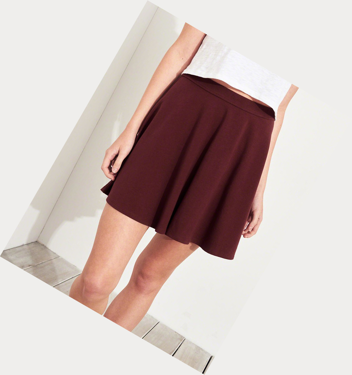 Burgundy Hollister Knit Skater Women's Skirts | ZA-UIQA417