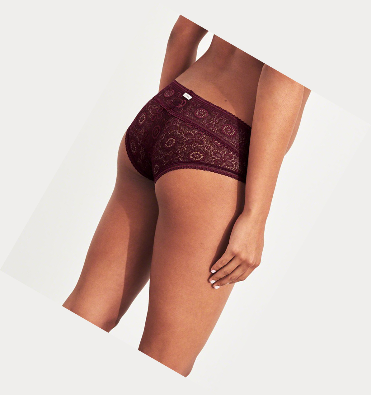 Burgundy Hollister Lace Hiphugger Women's Underwear | ZA-OQCG592