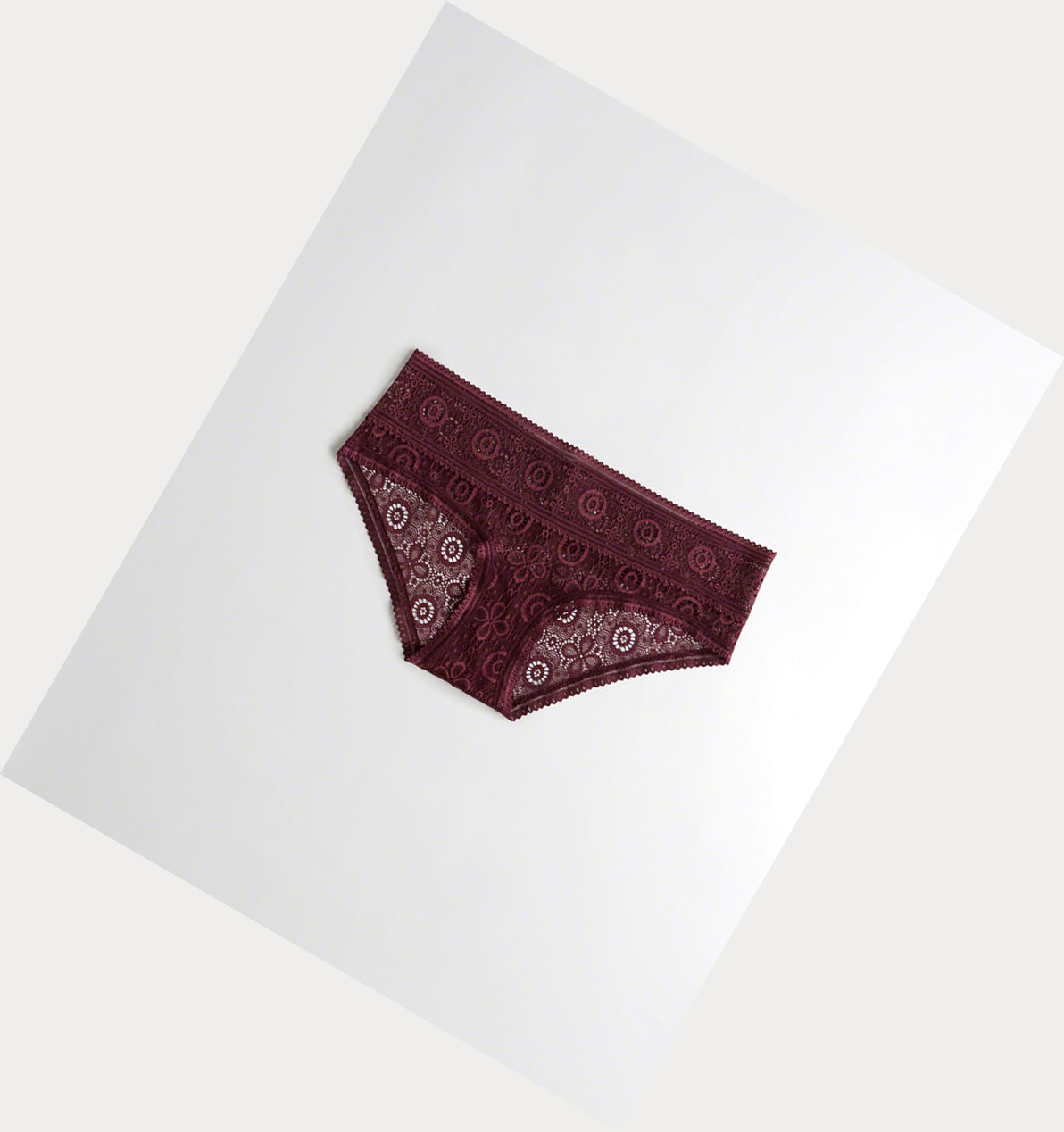 Burgundy Hollister Lace Hiphugger Women\'s Underwear | ZA-OQCG592