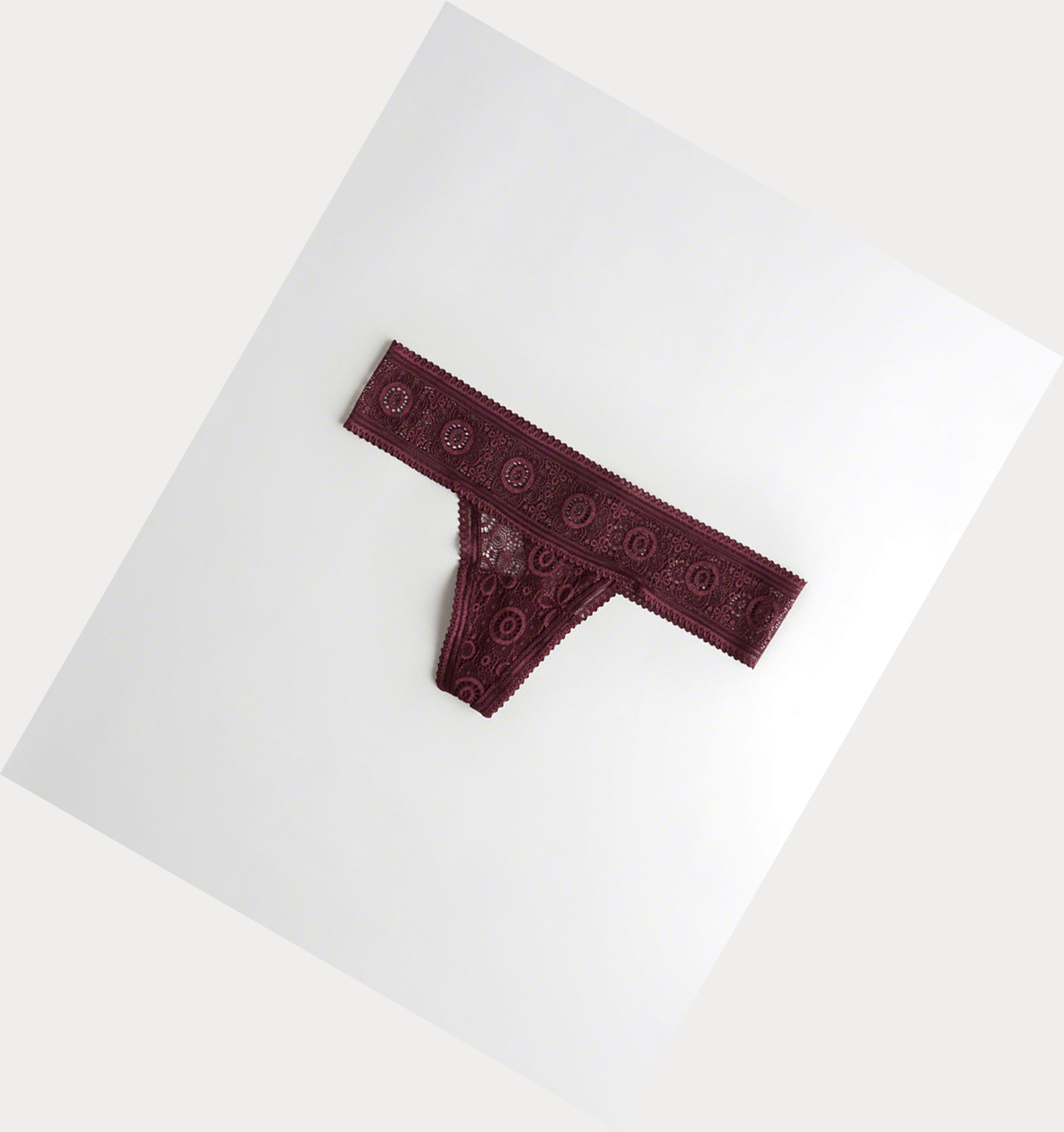 Burgundy Hollister Lace Thong Women\'s Underwear | ZA-OLUK071