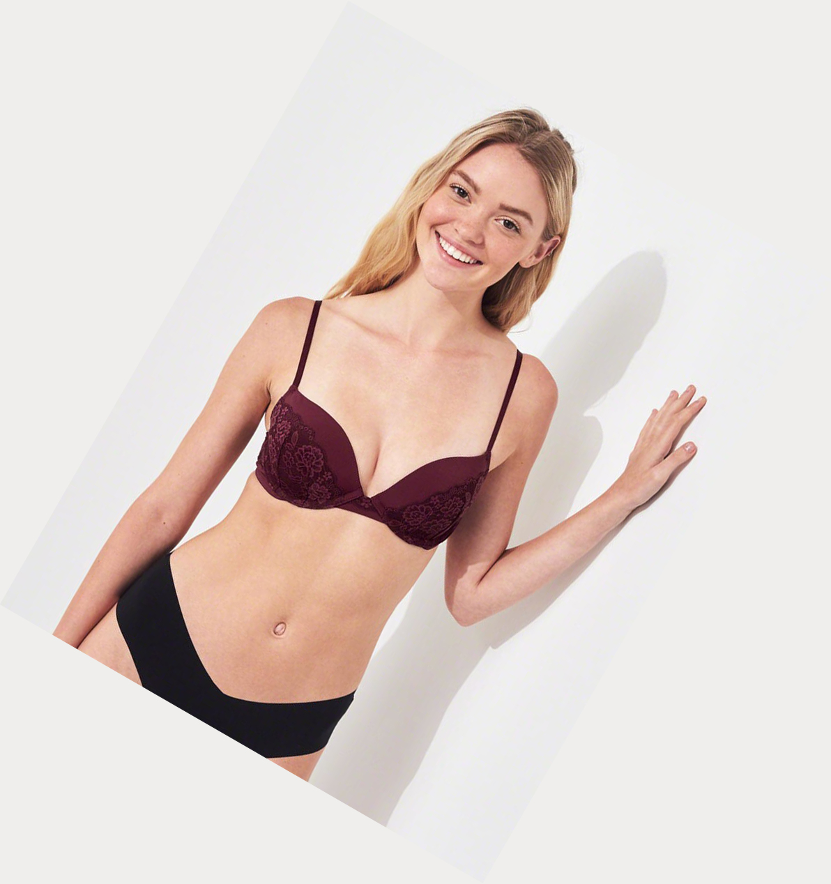 Burgundy Hollister Lightly Lined Plunge Women's Bras | ZA-PAKF210