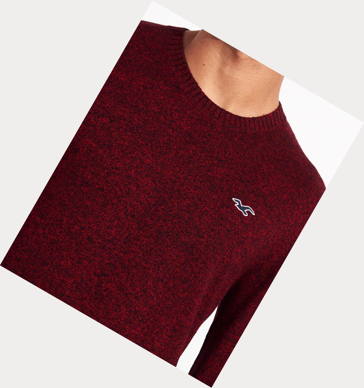 Burgundy Hollister Lightweight Crewneck Men's Sweaters | ZA-OQKW941