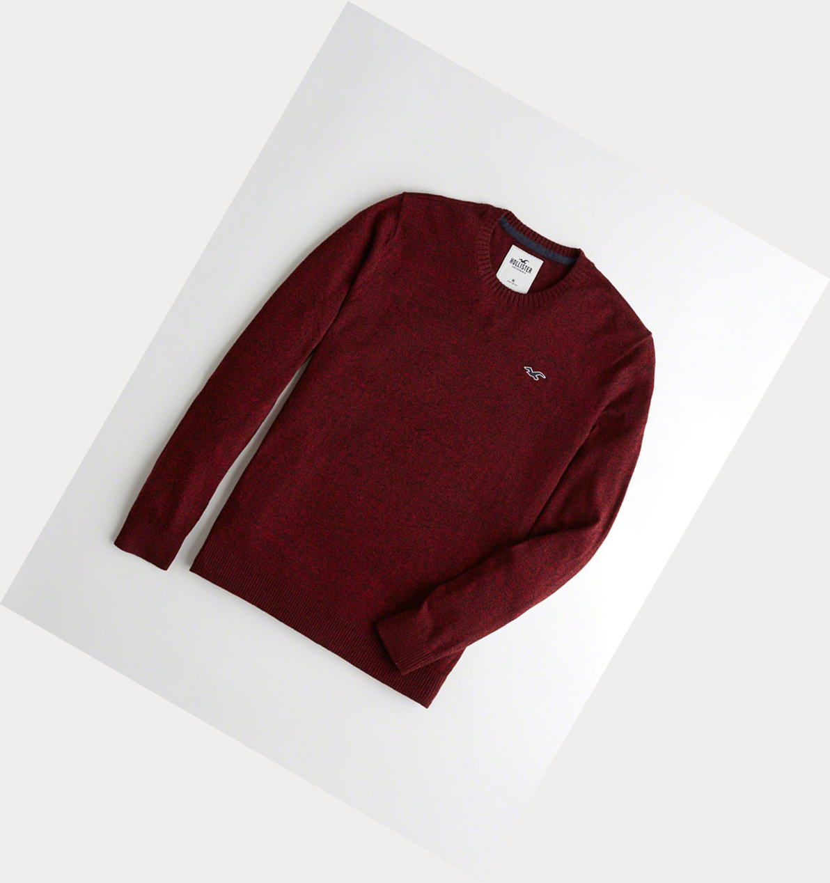 Burgundy Hollister Lightweight Crewneck Men\'s Sweaters | ZA-OQKW941