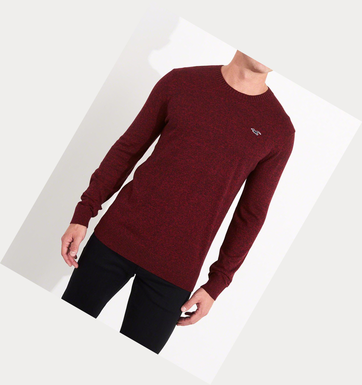 Burgundy Hollister Lightweight Crewneck Men's Sweaters | ZA-VFOT301