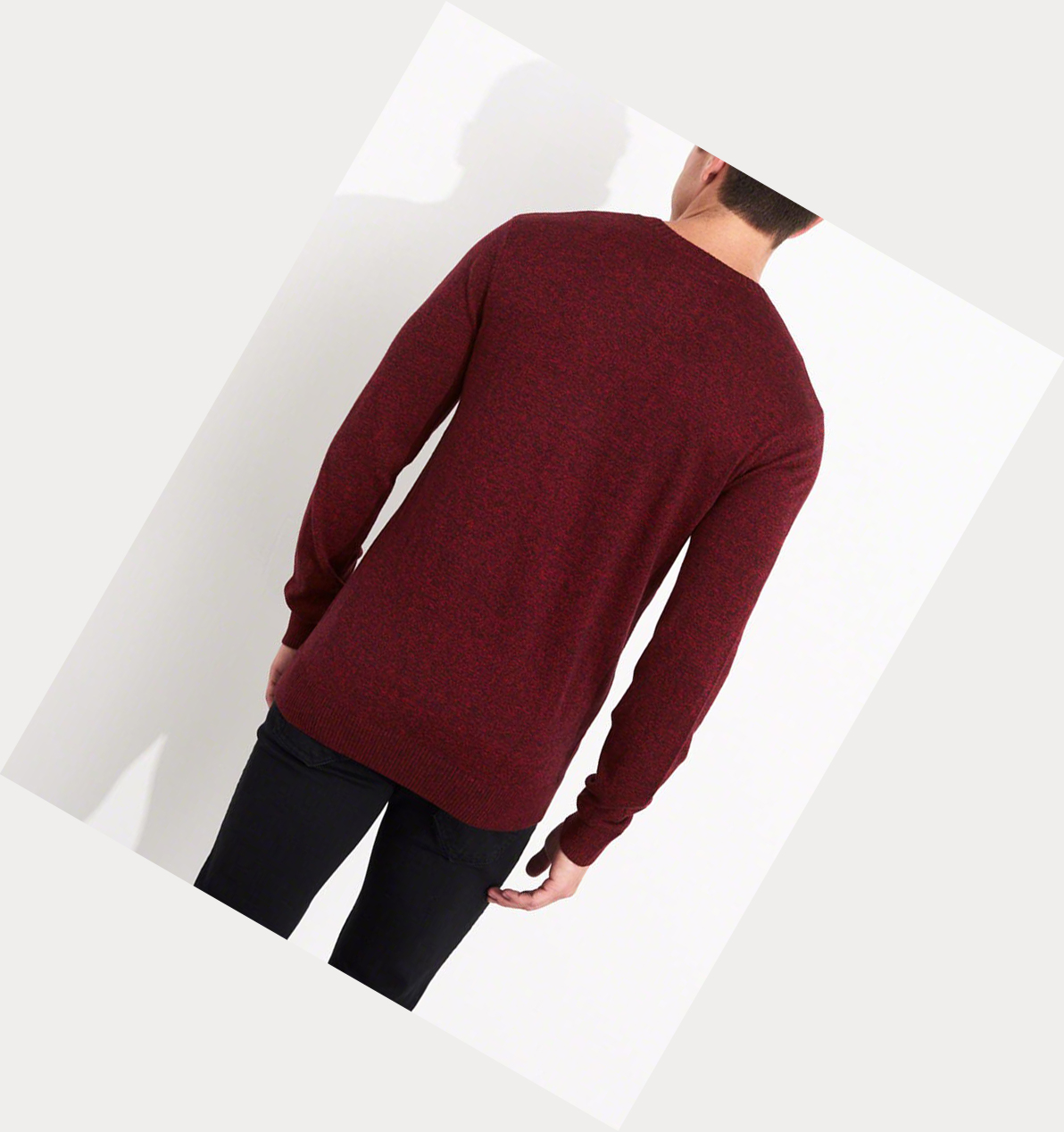 Burgundy Hollister Lightweight Crewneck Men's Sweaters | ZA-VFOT301