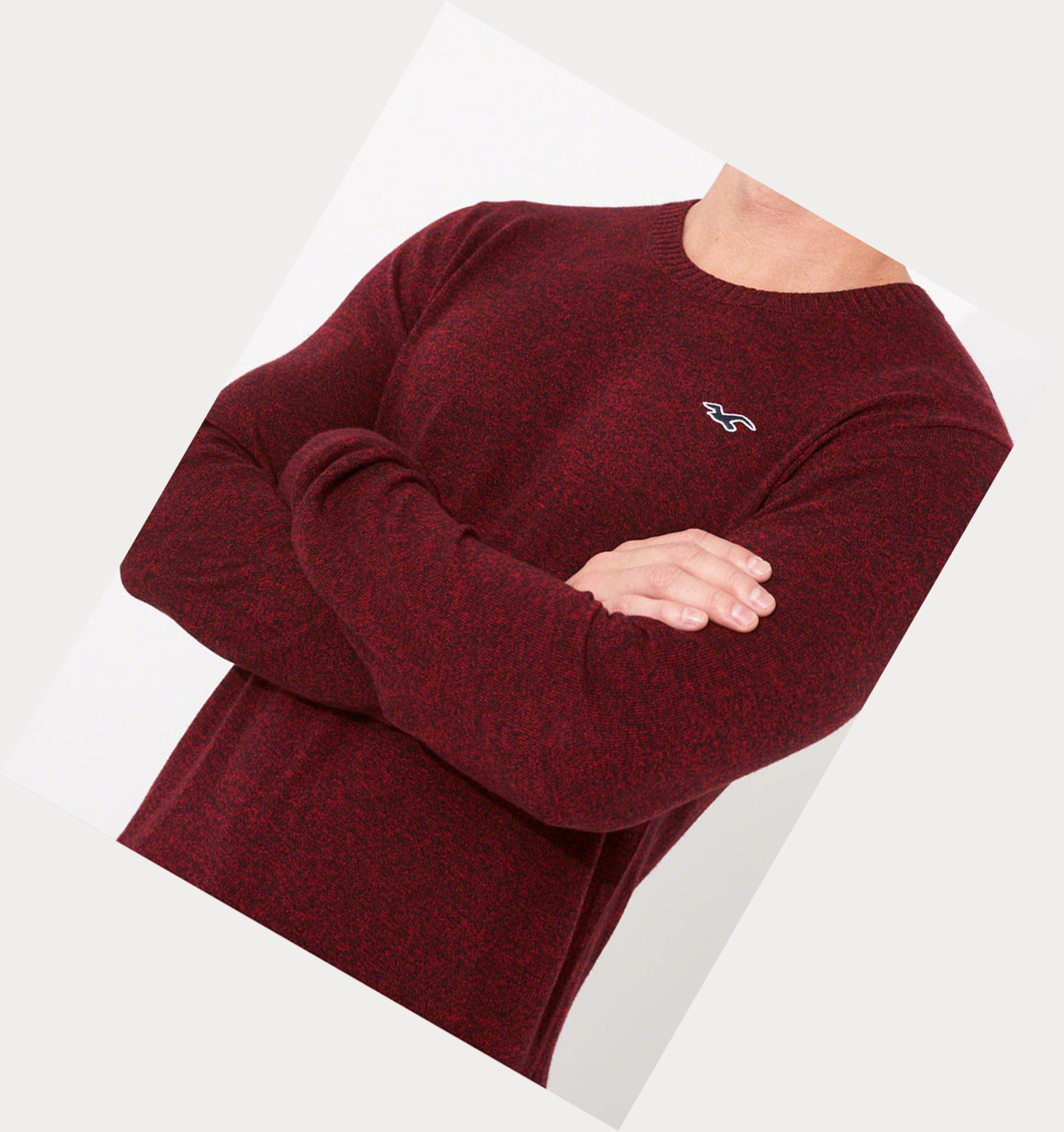 Burgundy Hollister Lightweight Crewneck Men's Sweaters | ZA-VFOT301